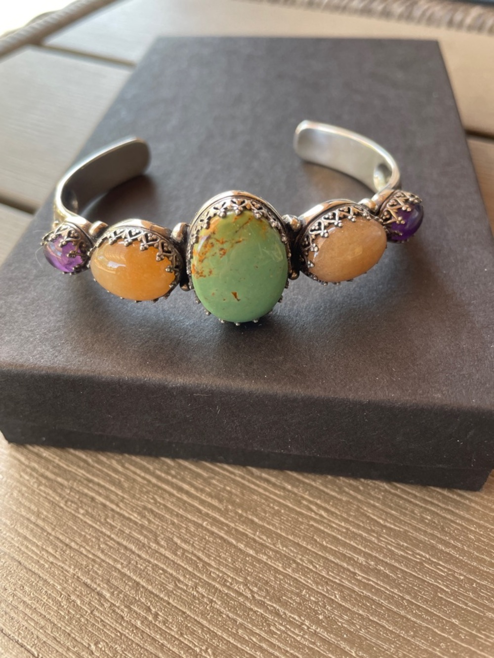 Carolyn Pollack gemstone heavy sterling cuff